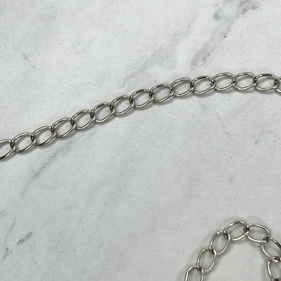 Silver Tone Rhinestone Chain Link Belt OS One Size - Picture 8 of 11